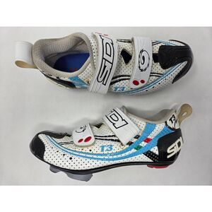 SIDI T3 TRIATHLON CARBON CYCLING BIKE SHOES WHITE BLUE WOMENS US 7.2 EUR 39
